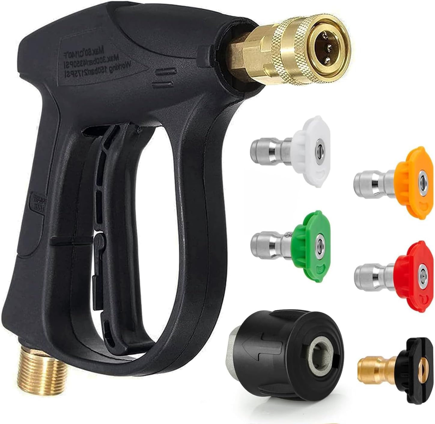 Chamsureuk Black Short Pressure Washer Gun For Karcher K2-K7 M22 1/4 Quick Release 5 Nozzles