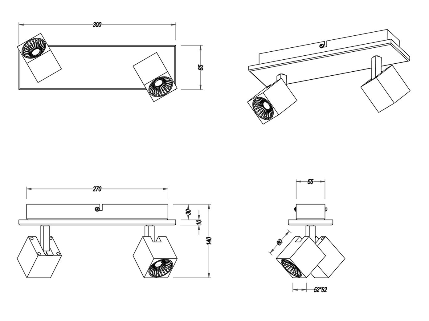 Trio Leuchten LED Strahler Cuba 828510307, Metall Nickel matt, inkl. 2x 4 Watt + 3x 4 Watt LED