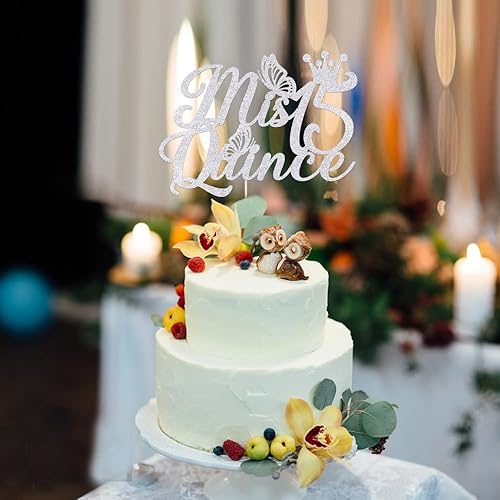 Miniatura 4 de Kaoenla Mis membrillo 15 para tartas dorado con purpurina para cumpleaños 15, saludos a los 15 años, quinceañera, decoraciones de feliz cumpleaños