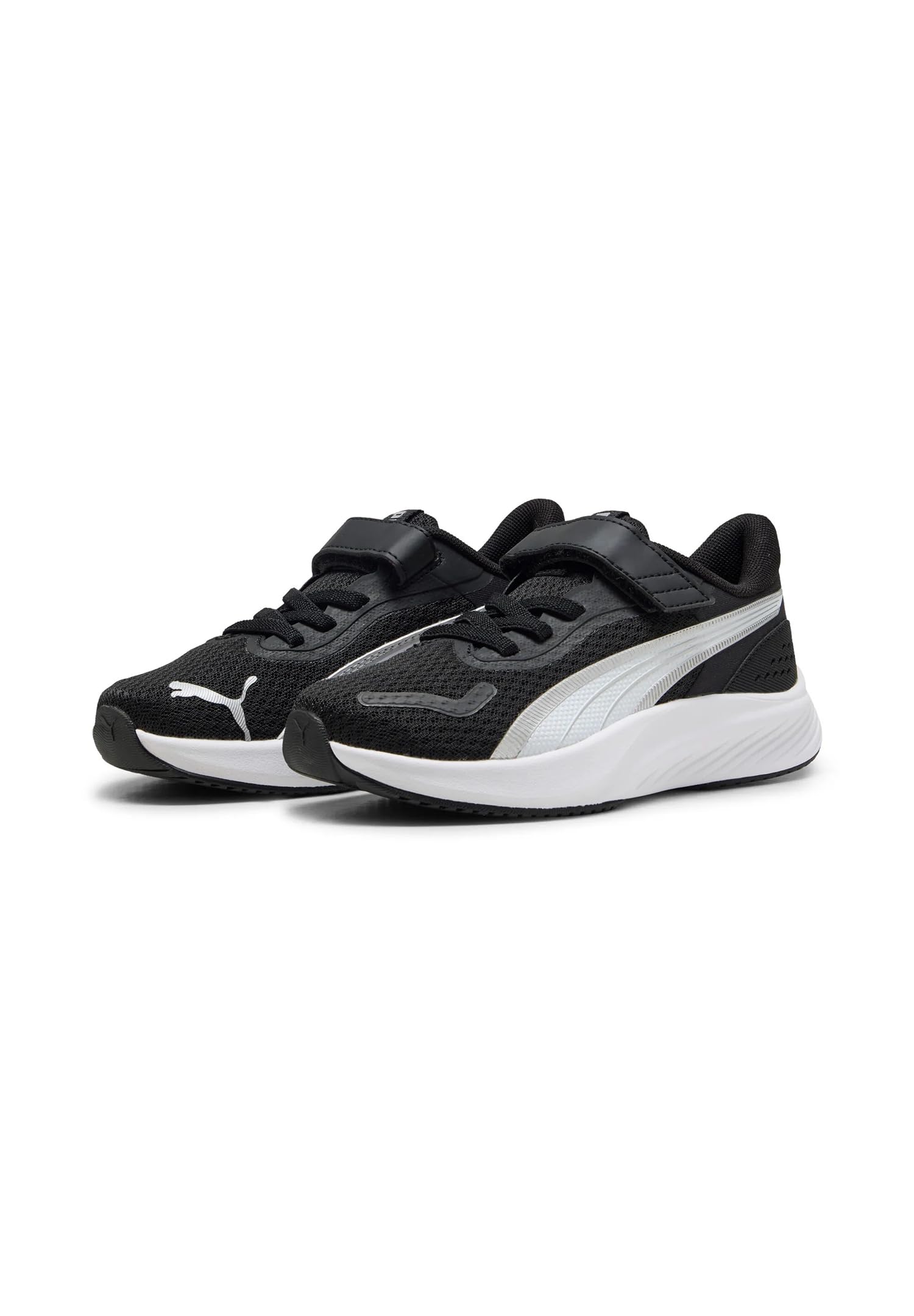 PUMA Unisex Pounce Lite Ac+ Ps Sneaker dziecięce, Puma Czarny PUMA Biały PUMA Srebrny, 34 EU