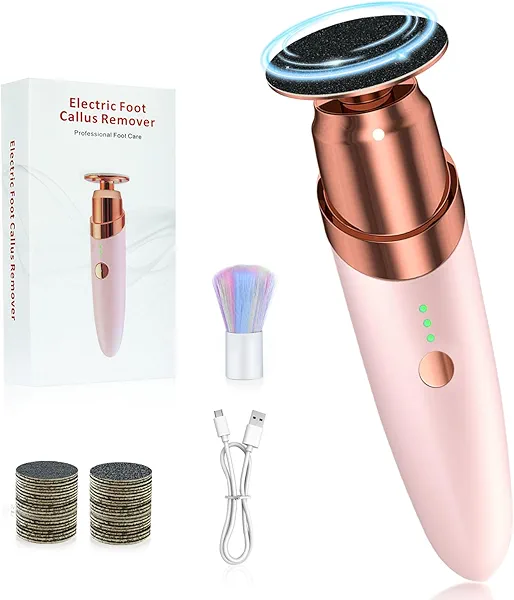 VISDOLL Electric Foot Callus Remover, Professional Foot File for Feet, Adjustable Speed Foot Sander Scrubber Grinder with 30pcs Sandpaper Discs, Feet Care Pedicure Tool for Dead Skin Calluses (Pink)