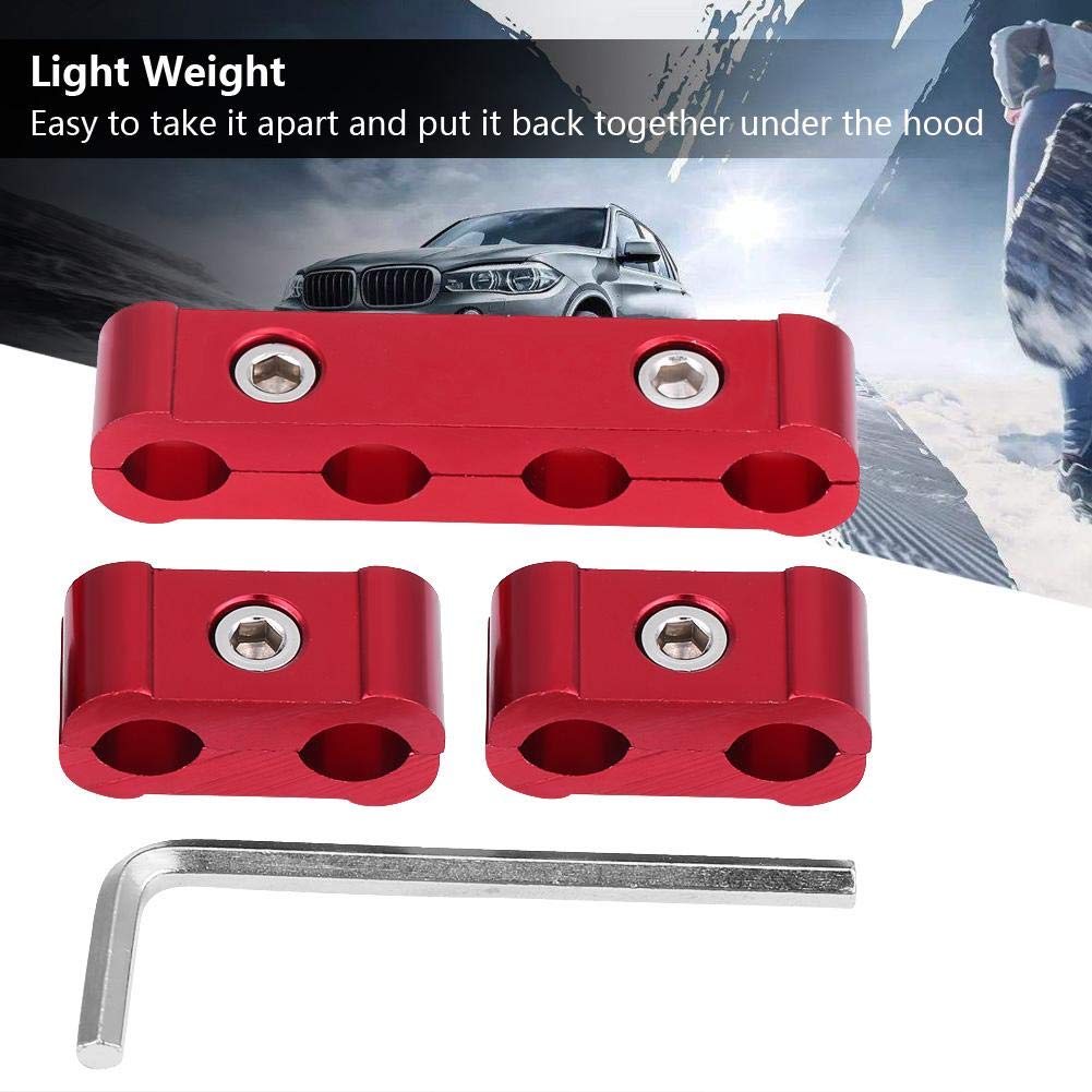 KIMISS 12 pezzi in lega di alluminio motore candela candela separatore divisore per 8mm 9mm 10mm(rosso)