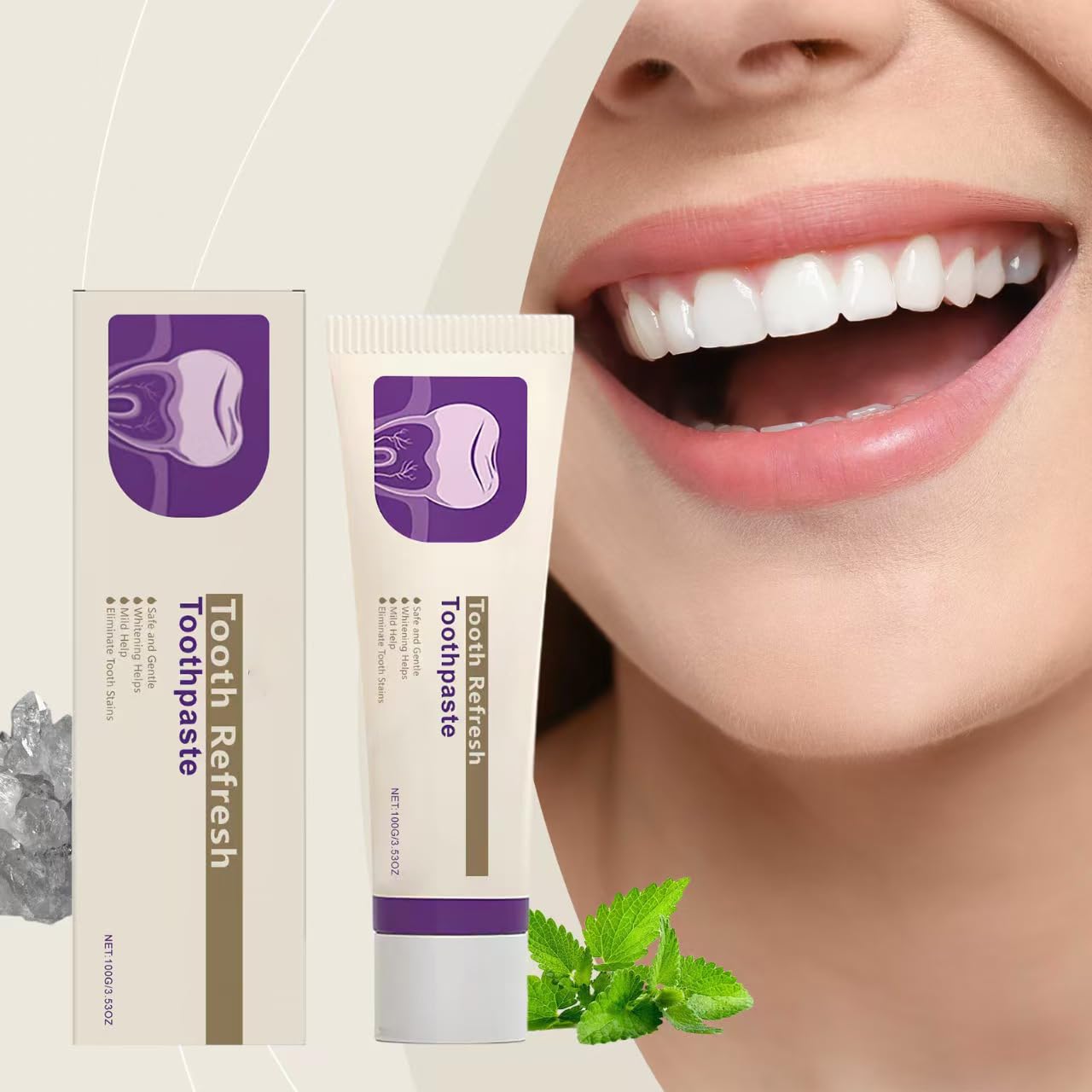 Nature Tooth Refresh Dentifricio bianco brillante per adulti, dentifricio sbiancante, dentifricio per denti e gengive sensibili (5 pezzi)