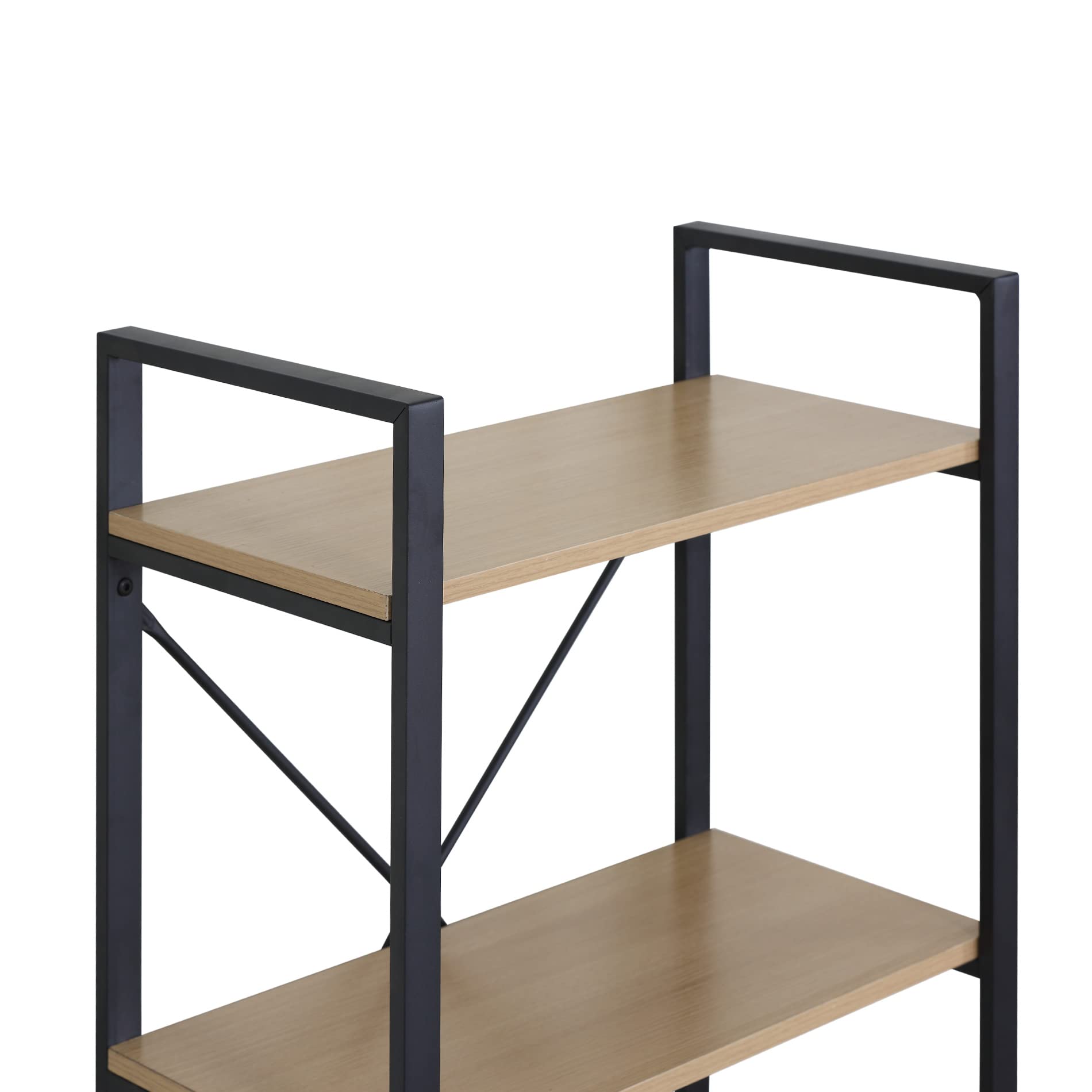 Rebecca Mobili Estantería Baja para Libros, estantería Abierta para salón, aglomerado metálico, Beige Negro, para Adornos de Libros - Medidas: 94 x 60 x 32 cm (AxANxFON) - Art. RE6753