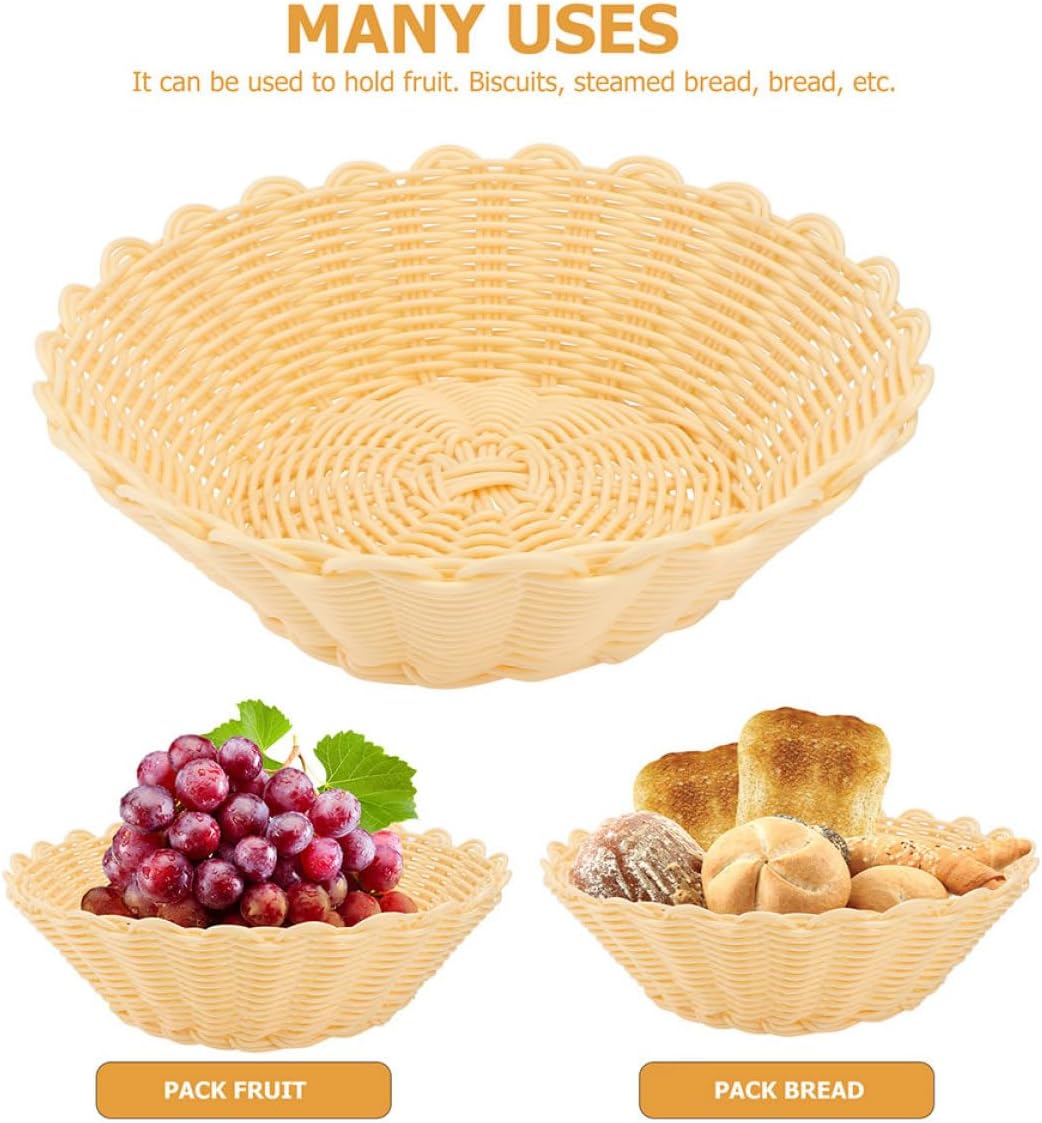 2pcs Woven Bread Basket Plastic Fruit Serving Display Set