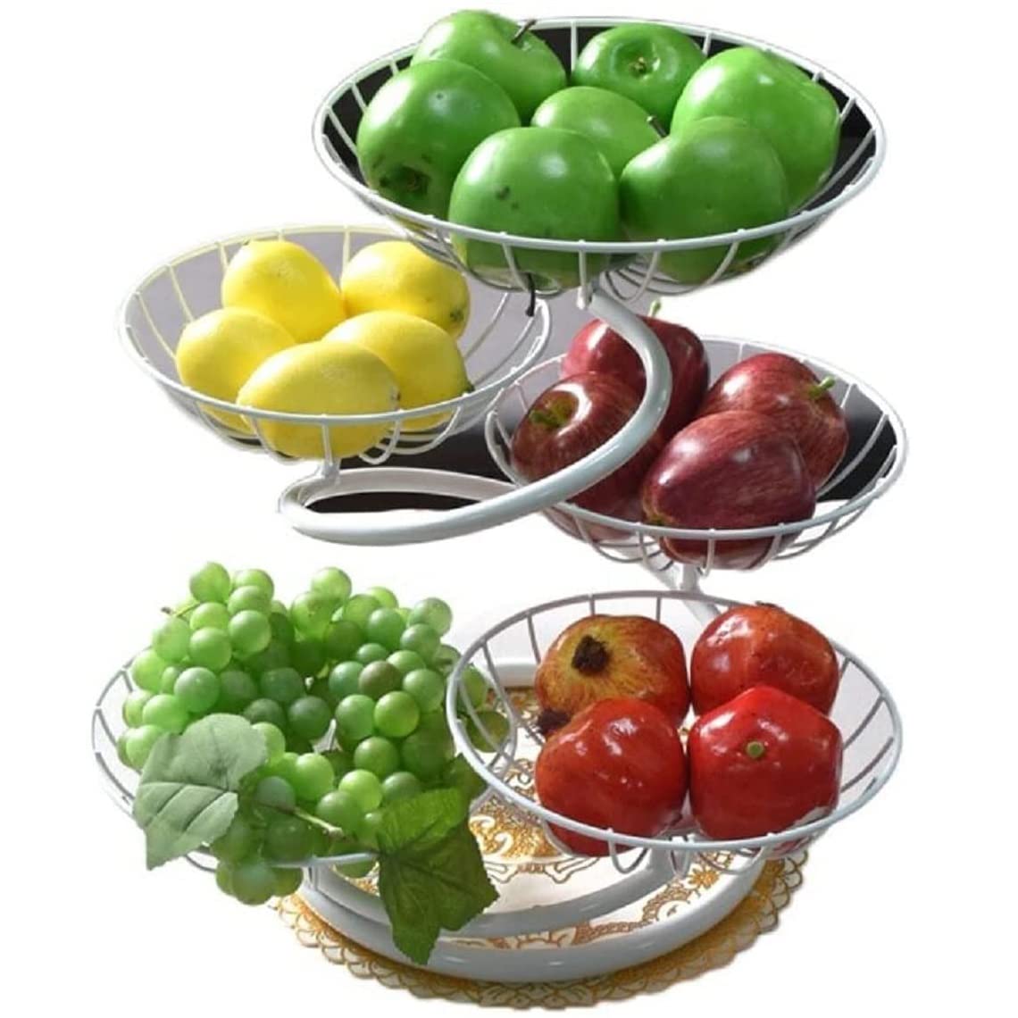 Cesta de frutas de metal de 5 niveles, soporte de almacenamiento de cocina desmontable para frutas, verduras, aperitivos y pan