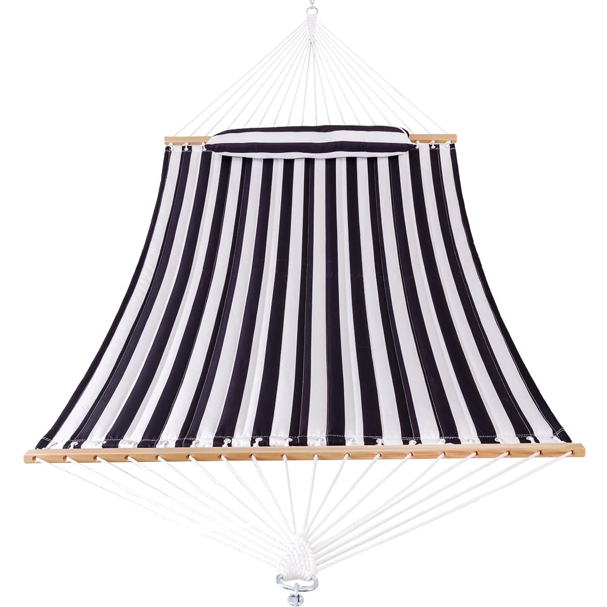 Hamaca de tela acolchada con barra separadora, hamaca doble para 2 personas con almohada y cadenas, hamaca para exteriores, patio, piscina, patio, playa, capacidad de 450 libras,