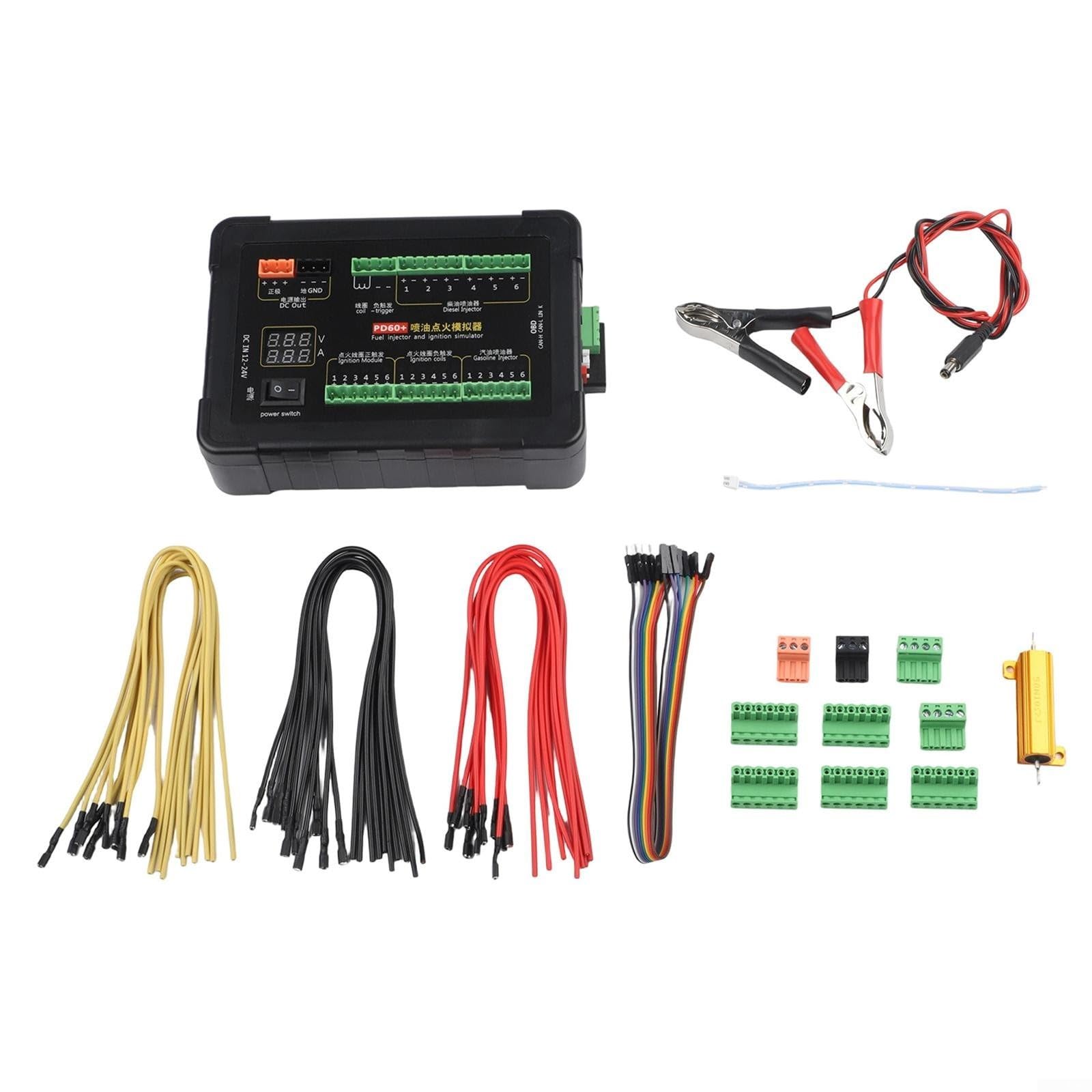 Simulatore di sistema di iniezione di carburante PD60 per officina di riparazione auto - Strumento di prova della bobina di accensione con funzioni voltmetro amperometro per la risoluzione dei