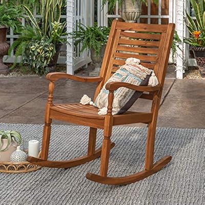 Walker Edison Montego Traditional Acacia Wood Slat Back Patio Rocking Chair, 42 Inch, Brown 61B12EXm5PL. SS400