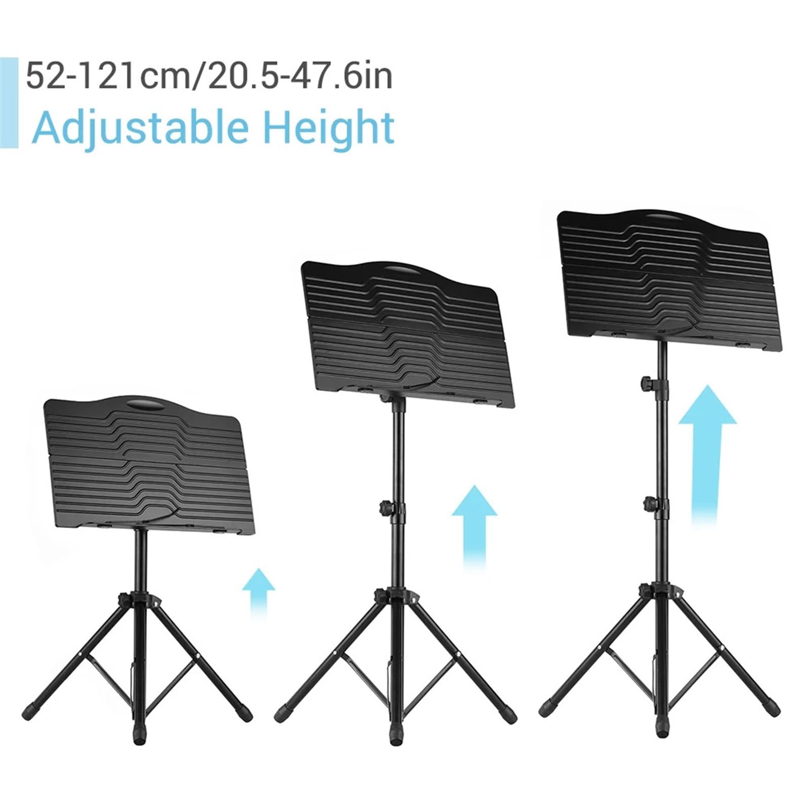Notenständer Zusammenklappbarer Notenständer for Gitarre, Notenständer aus Aluminiumlegierung mit Tragetasche for Violine, Klavier, Gitarre Klapp-Notenständer(Type B Black)