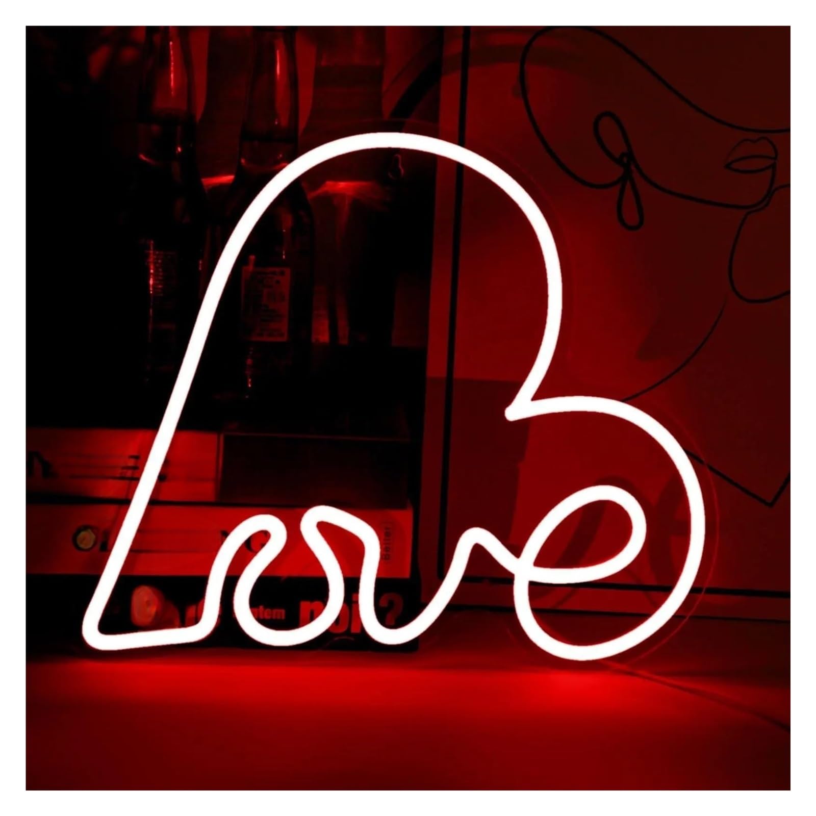 LEMST Sign Lamp Love Neon Sign, USB Powered，Suitable for Home Decoration, Couple Rooms and Romantic Scenes 32x38cm