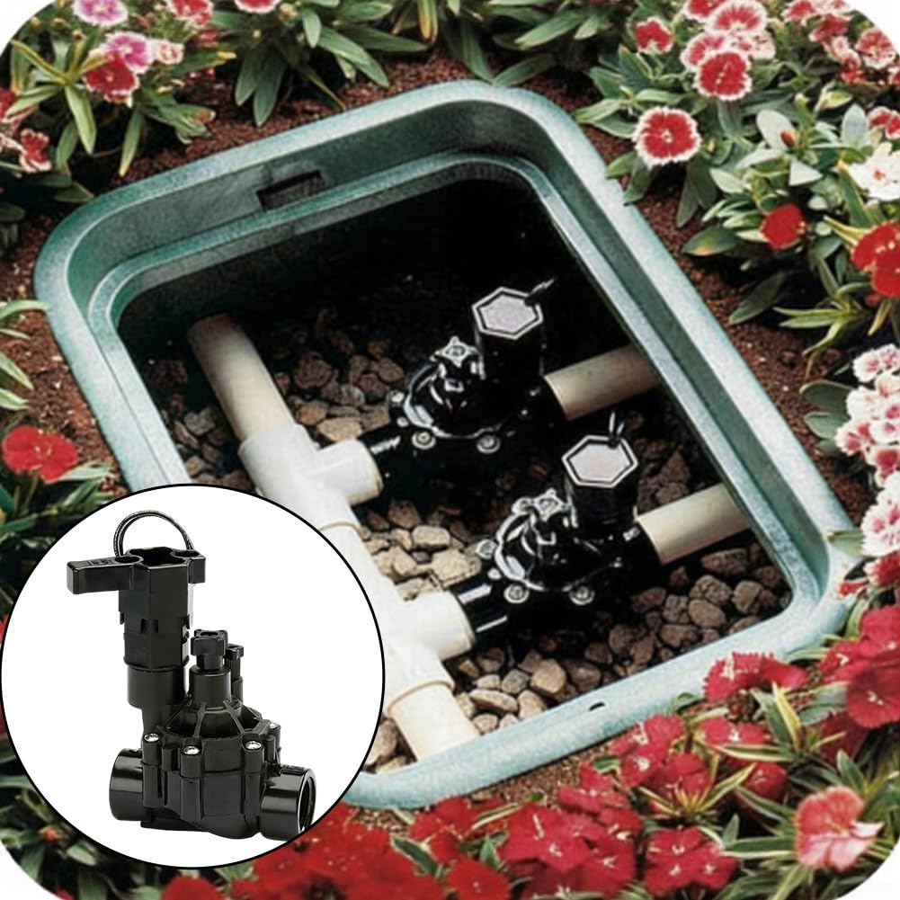 Électrovanne d'arrosage automatique CP100 à action directe avec design à débit inversé pour aménagement paysager et arrosage de jardin Noir
