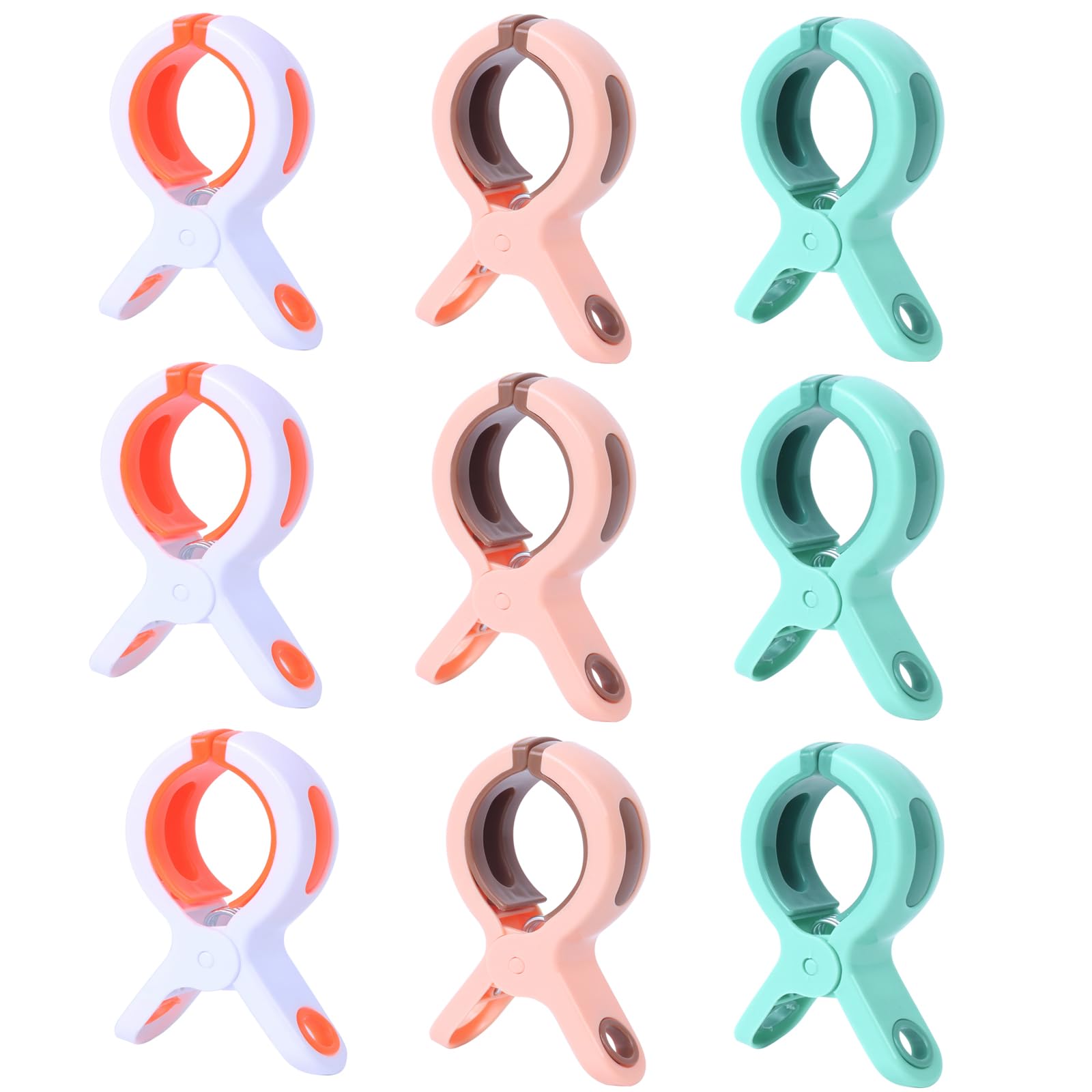9 PCS Beach Towel Clips, Beach Towel Clips for Sun Loungers, Windproof Towel Pegs for Beach Lounger and Pool Chair, Sturdy Towel Clips for Sun Loungers, Pool Chair, Bed Linen, Clothing