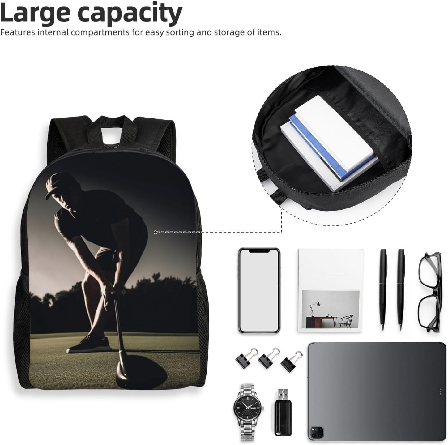 Golf Fitness Laptop Backpack For Men Women Waterproof Lightweight Travel Backpack Casual Daypack image 4