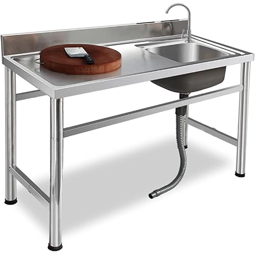 Commercial Stainless Steel Sink, Vegetable Basin, Single Sink with Platform, Integrated Platform, Thickened Sink
