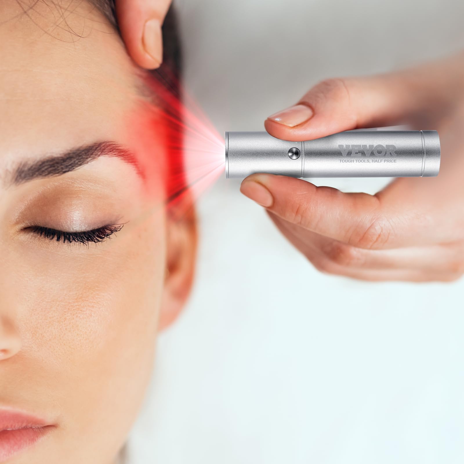 VEVOR Rotlichttherapiegerät 2-in-1-Lichttherapiestab für Gesicht Körper Gelenke Mund Nase Ohren handgehaltene Rotlicht-Heiltherapie-Taschenlampe und 5 Wellenlängen Pulsmodus zur Schmerzlinderung