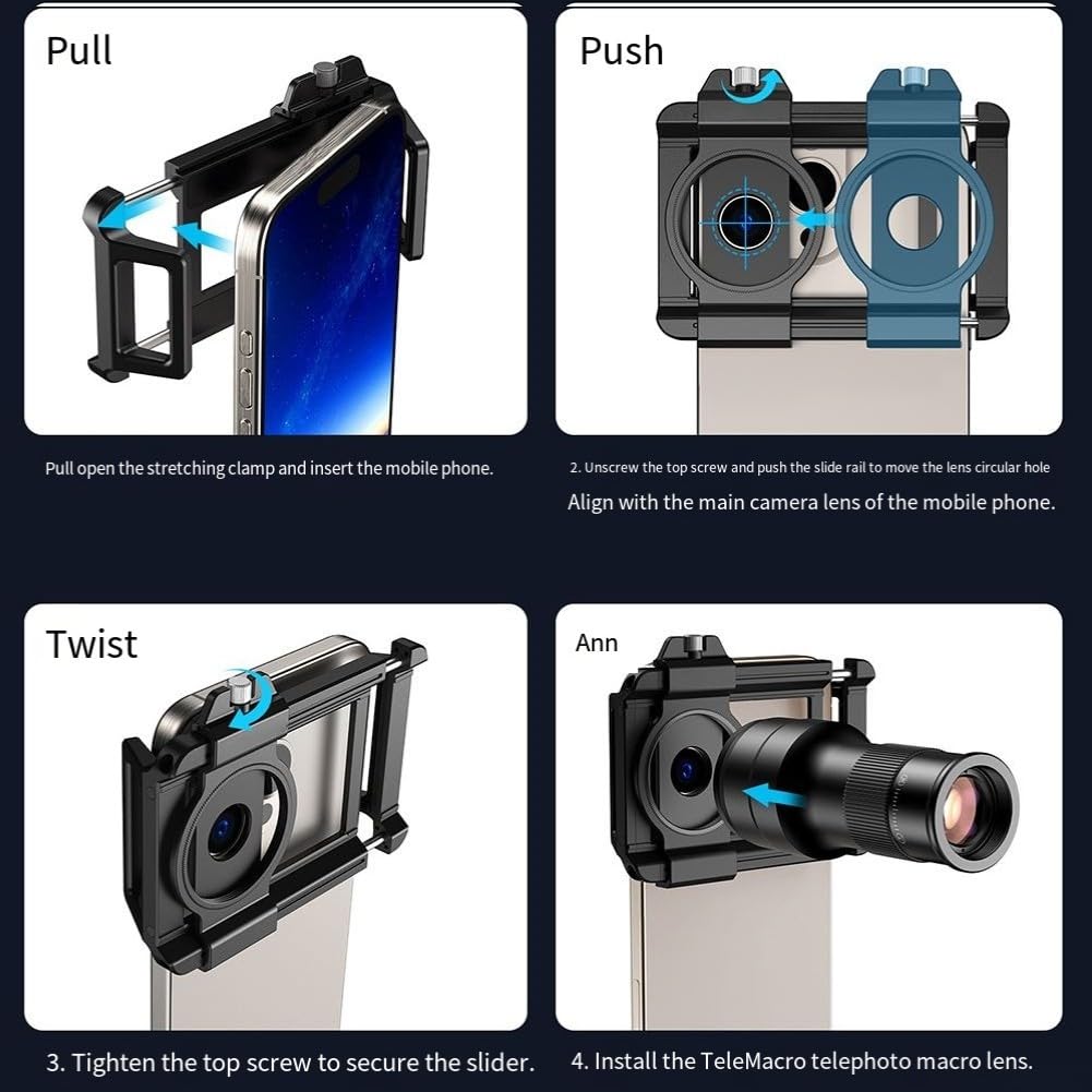 Esplora nuove prospettive con il teleobiettivo macro TM6X da 150 mm per smartphone, perfetto per riprese all'aperto e scatti macro