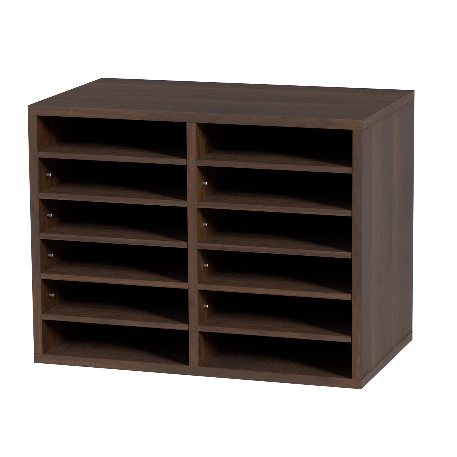 VEVOR Organizador de Literatura de madera Aglomerado Estante de Almacenamiento de Documentos de 12 Compartimentos 52x30,5x41 cm Clasificador de Literatura con Estantes Ajustables para Oficina, Marrón