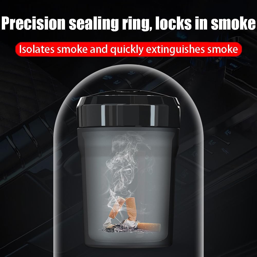 Car Ashtray for BMW Serie 7 Series 7er F01 F02 F03 2009 2010 2011 2012 2013 2014 2015 Auto Ashtrays with Lid Mini Car Trash Can Portable Ashtray for Car Bucket Ashtray,78mm*116mm-Black