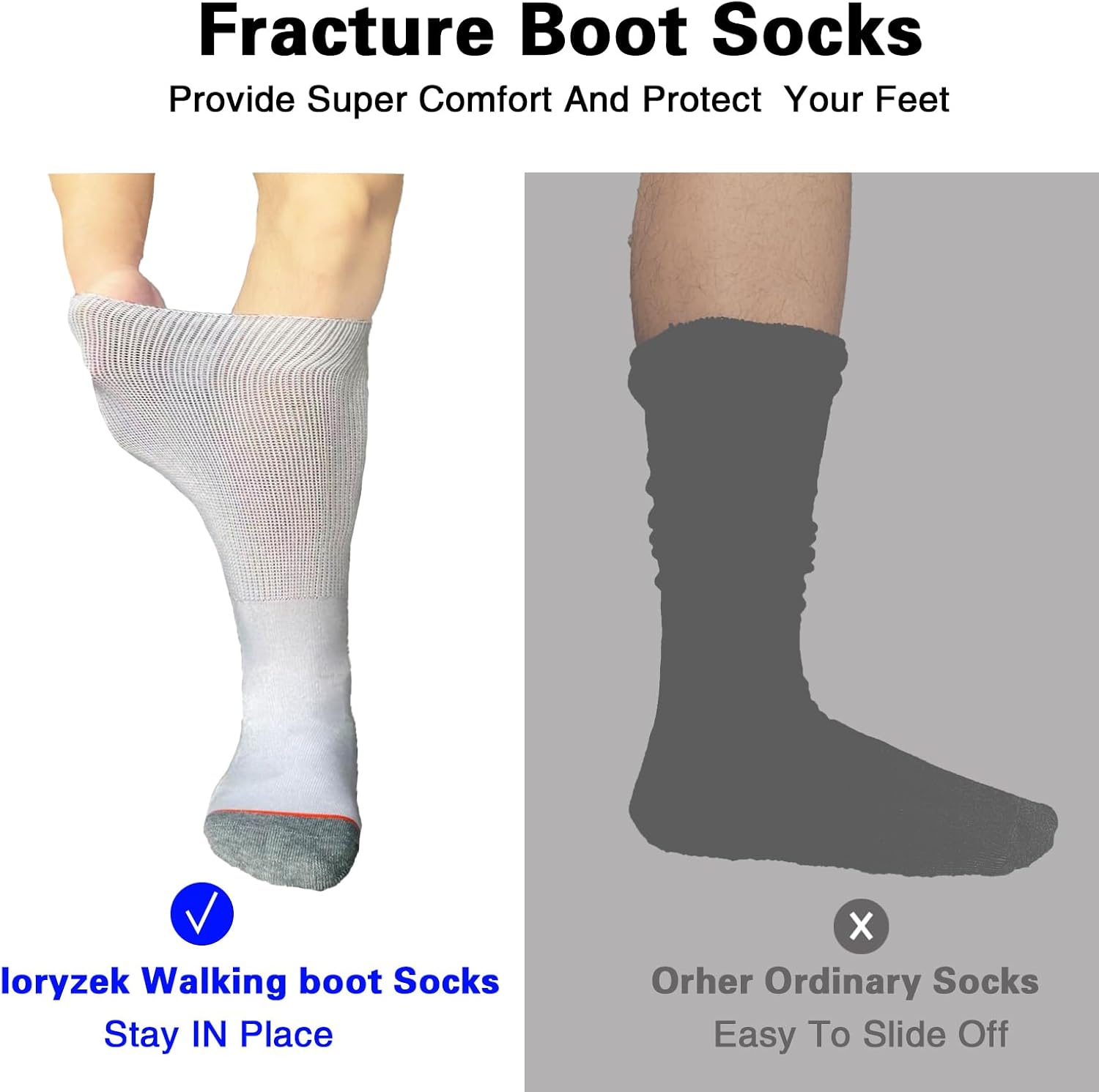 Walking Boot Socks air Cam Walker Cast Socks 2 Pairs Fracture Boot Brace Sock Surgical Orthopedics Sock for Men Women - Image 5