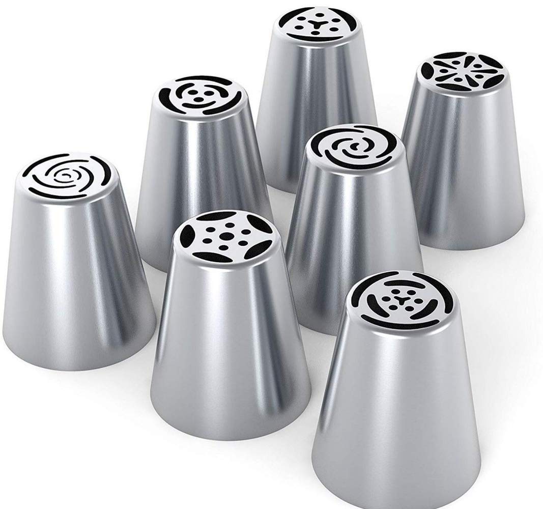 Set Di 12 Punte Per Tubazioni Russe In Acciaio Inox – Boccole Per Fiori E Foglie Per Decorare Torte E Cupcake