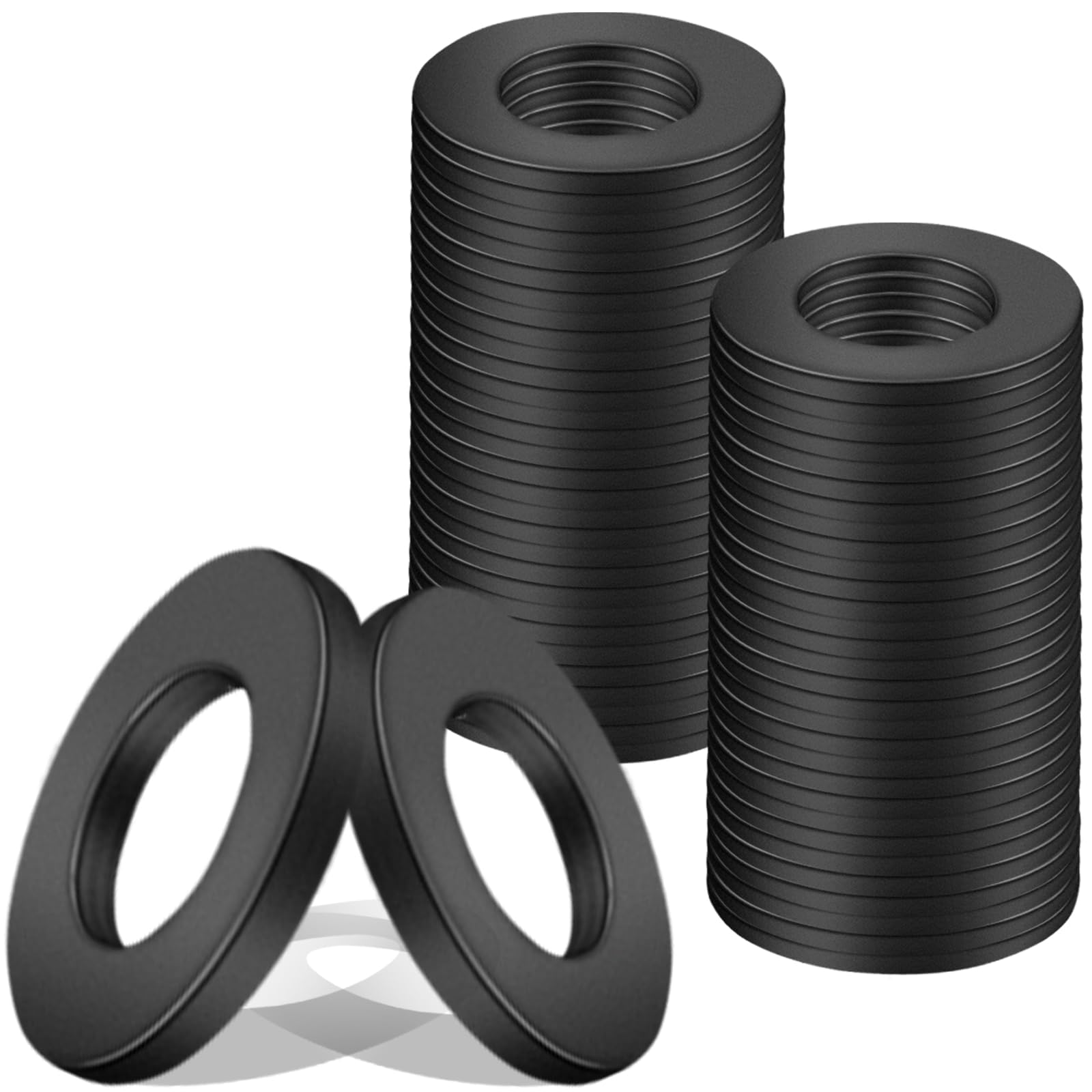 Pyroclasia 50 Pieces M6 Washers Black Flat Washer Penny M6 x 12mm Carbon Steel Metal Sealing Gasket Round Small Repair Washers for Bolts Screws Nuts — image 1