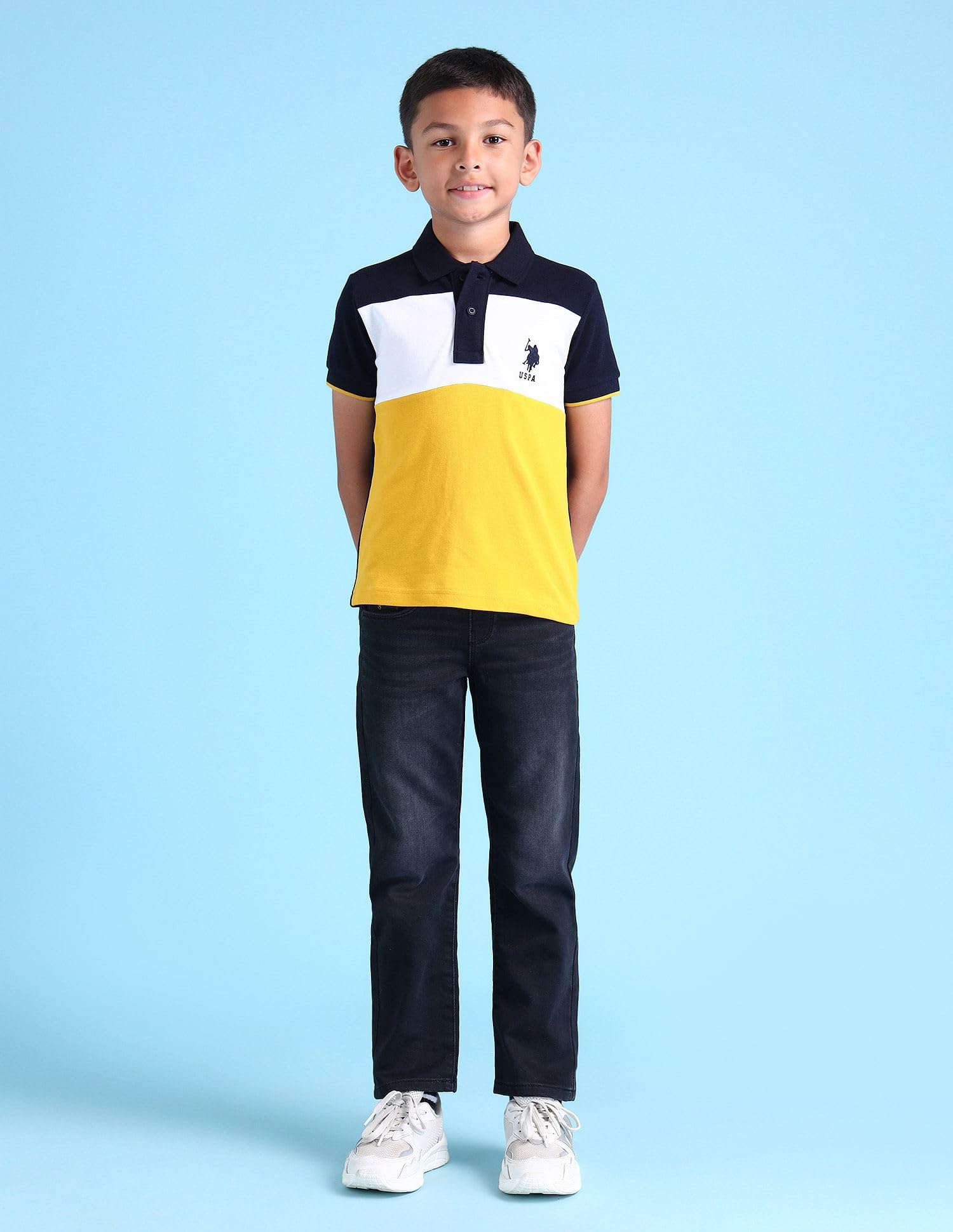 U.S. POLO ASSN. Boys 100% Cotton Pique Hs Cns Polo T-Shirt (UKTSHON0331_Mustard_12T) 2