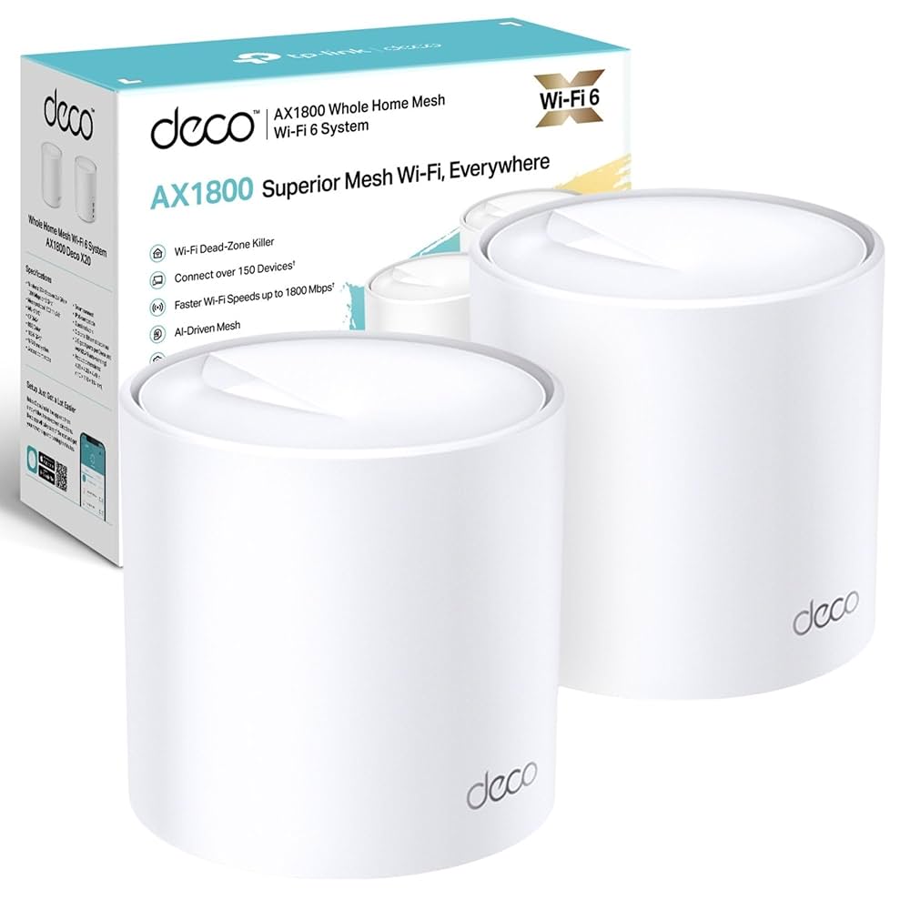【未使用】TP-Link Deco X20 AX1800 Wi-Fi6 2P Router TP-Link Deco X20 AX1800; 802.11ax (Wi-Fi 6) • Cena