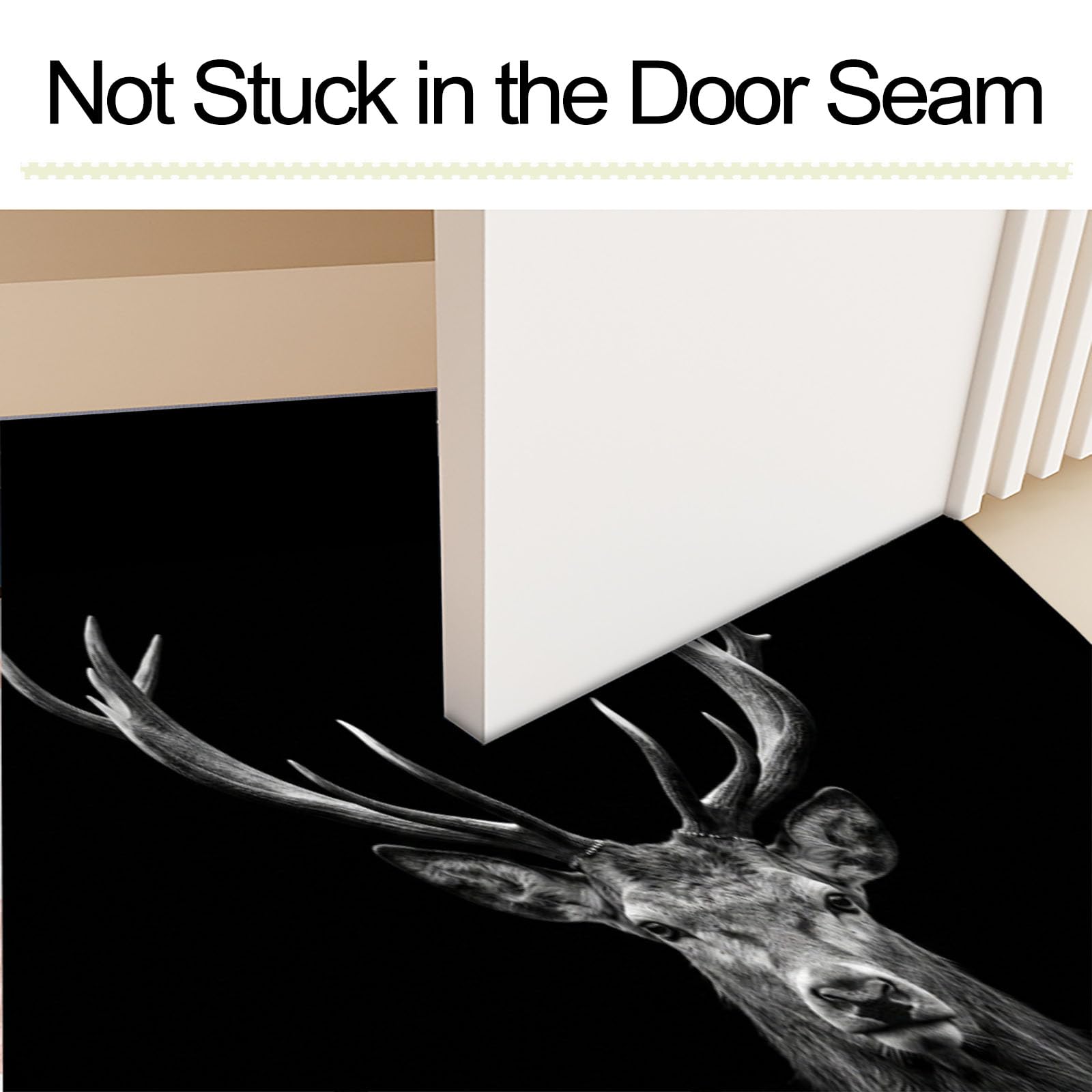 Zerbino Ingresso Interno Semplice Renna Bianca E Nera, Zerbino Di Benvenuto Lavabile Morbida Animali Eleganti, Antiscivolo Tappeto Da Decorazioni Grigio Antracite Per Casa Porta, 90X150Cm