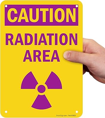 SmartSign 10 x 7 inch “Caution - Radiation Area†OSHA Sign with Symbol, Digitally Printed, 55 mil HDPE Plastic, Purple and Yellow