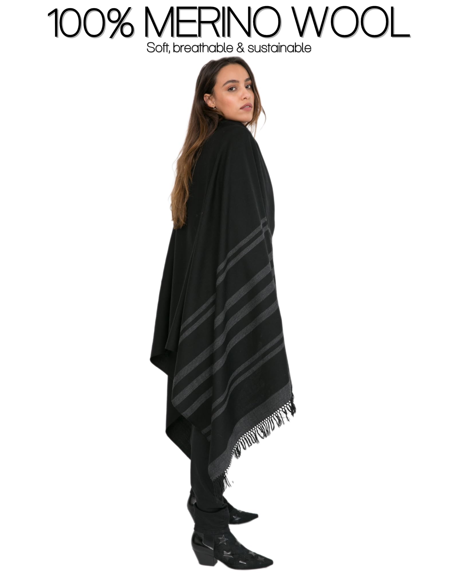 likemary Écharpes et Foulards Femme – Châle en Laine Hiver Chaud à Rayures – Grande Écharpe Grosse et Châle Léger – Écharpe Laine Femme – Idée Cadeau Éthique
