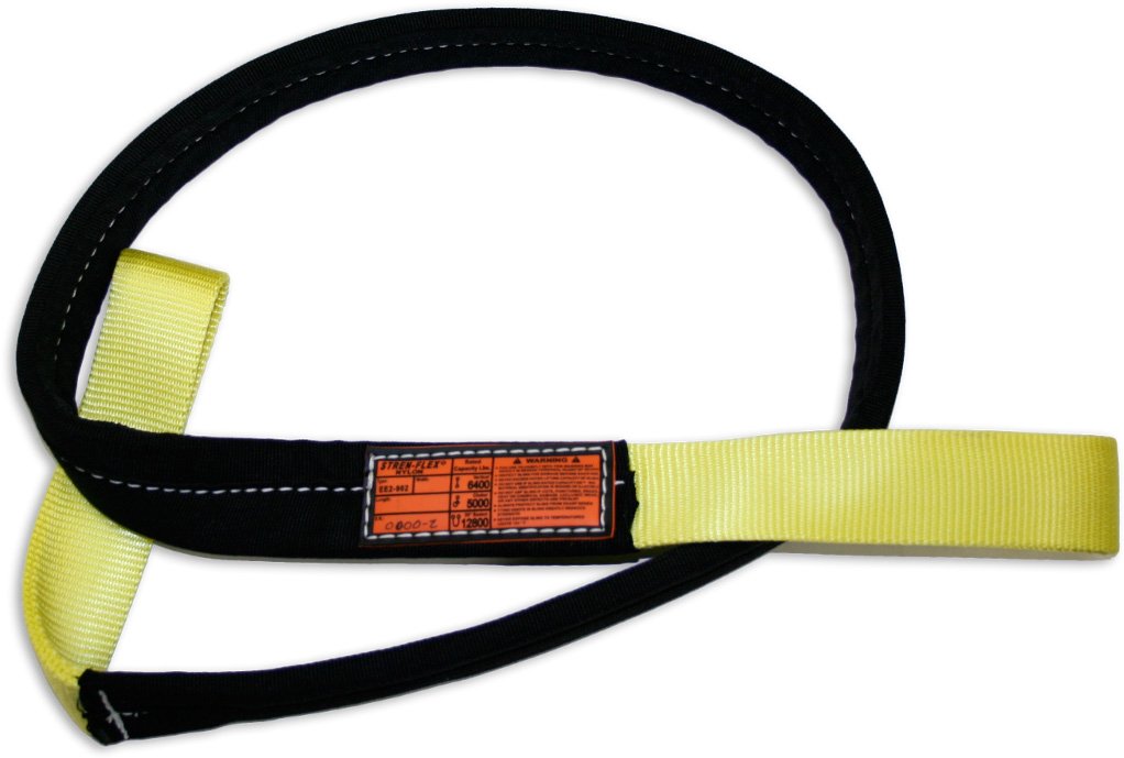 Stren Flex EEF1-901CB-3 Type 3 Heavy Duty Nylon Flat Eye and Eye Web Sling with Wrapped Body, 1 Ply, 1600 lbs Vertical Load Capacity, 3' Length x 1