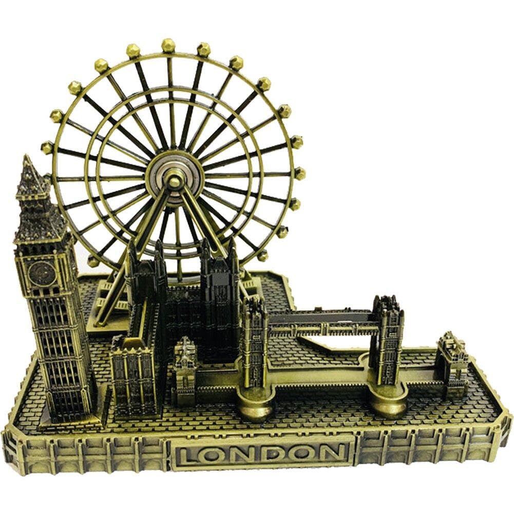 Maquette de Londres haut de gamme avec Big Ben et Tower Bridge en métal sculpté