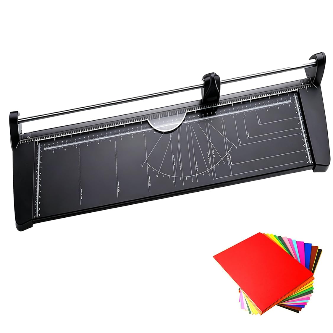 Taglierina manuale da 600 mm, taglierina scorrevole con doppia scala, protezione lama per cartoncino, foto, carta artigianale, ideale per casa, ufficio e progetti artigianali