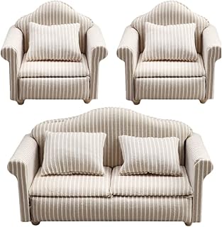 Toddmomy 1 12 Scale Doll House Furnitures 3pcs Sofa Miniature Dollhouse Toy Parlor Bedroom Decoration Accessories