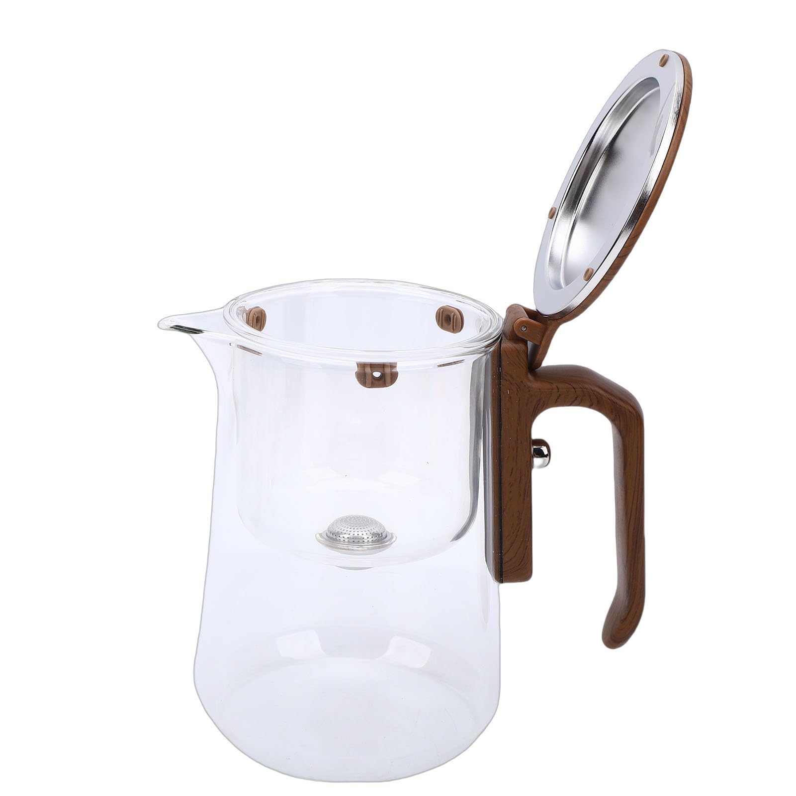 TOPINCN Tetera in Vetro Borosilicato con Infusore in Acciaio Inox e Coperchio Sicuro per Amanti del tè, 30oz Impugnatura Ergonomica Infusione con un Pulsante (600 ml)