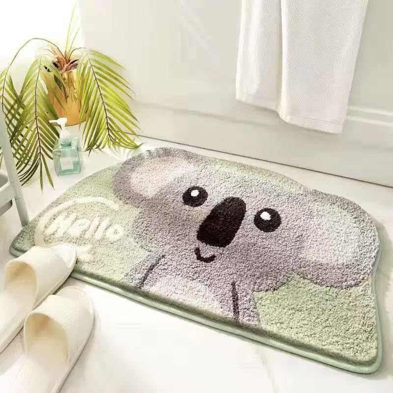 Ankah Half Round Bath Rug Cute Animal Soft Moe Cartoon High Absorbent Non-slip Pad Machine Washable Plush Comfort