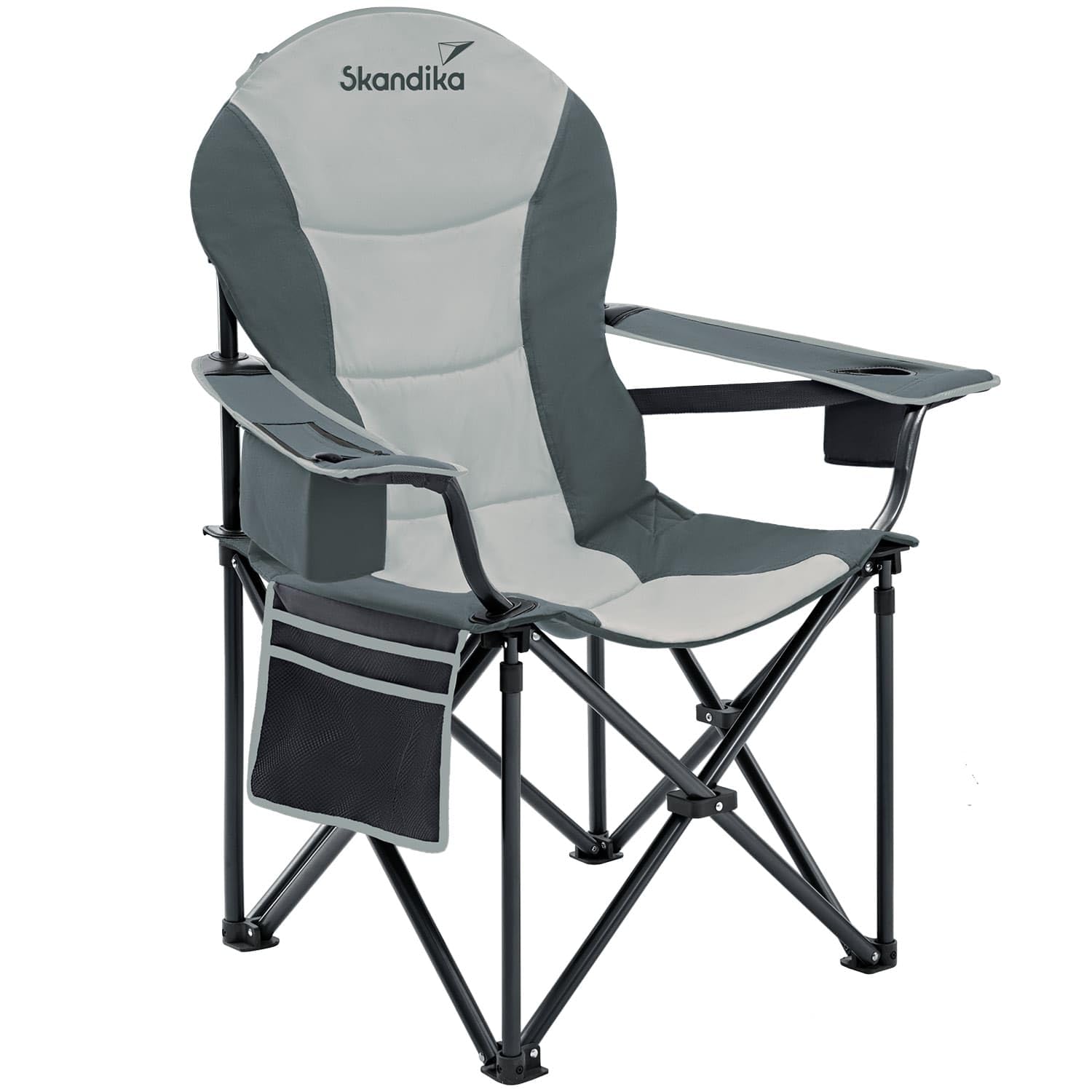 Skandika Campingstuhl Relax Comfort | Bequemer Klappstuhl mit Getränkehalter und Kühlfach, bis max. 160 kg, klappbar, leicht | Faltstuhl für Camping, Zelten, Festival, Angeln