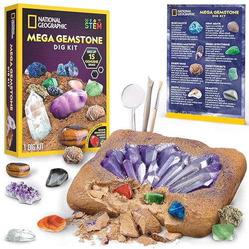 Product Image of the NATIONAL GEOGRAPHIC Mega Gemstone Dig Kit – Dig Up 15 Real Gemstones and...