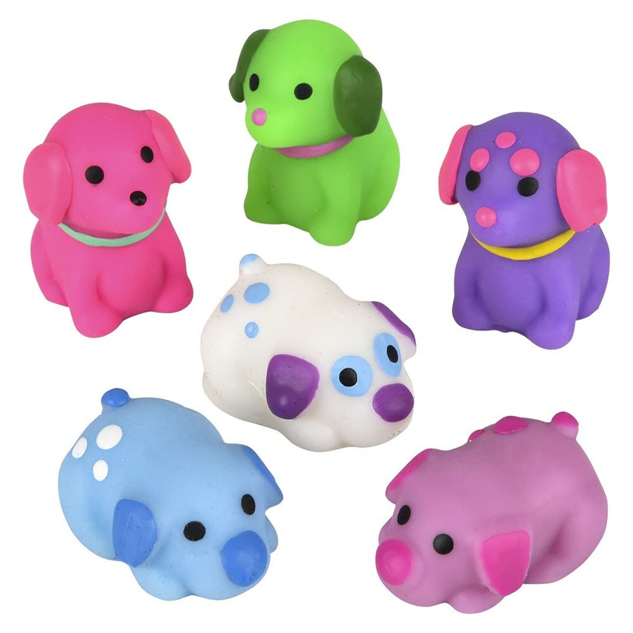 Curious Minds Busy Bags Set of 6 Dog Mochi Squishy Animals - Kawaii - Cute Individually Boxed Wrapped Toys - Sensory, Stress, Fidget Party Favor Toy (