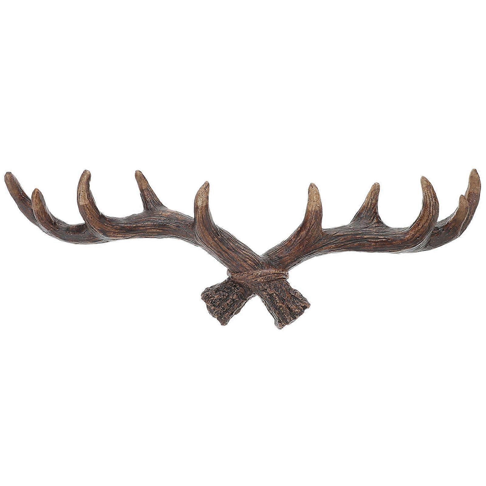 JOYHAPPST Resin Vintage Hanger Decorative Deer Antler Hook Rack Wall-Mounted Hooks for Coats Hats Keys Towels (Dark Brown, Large)