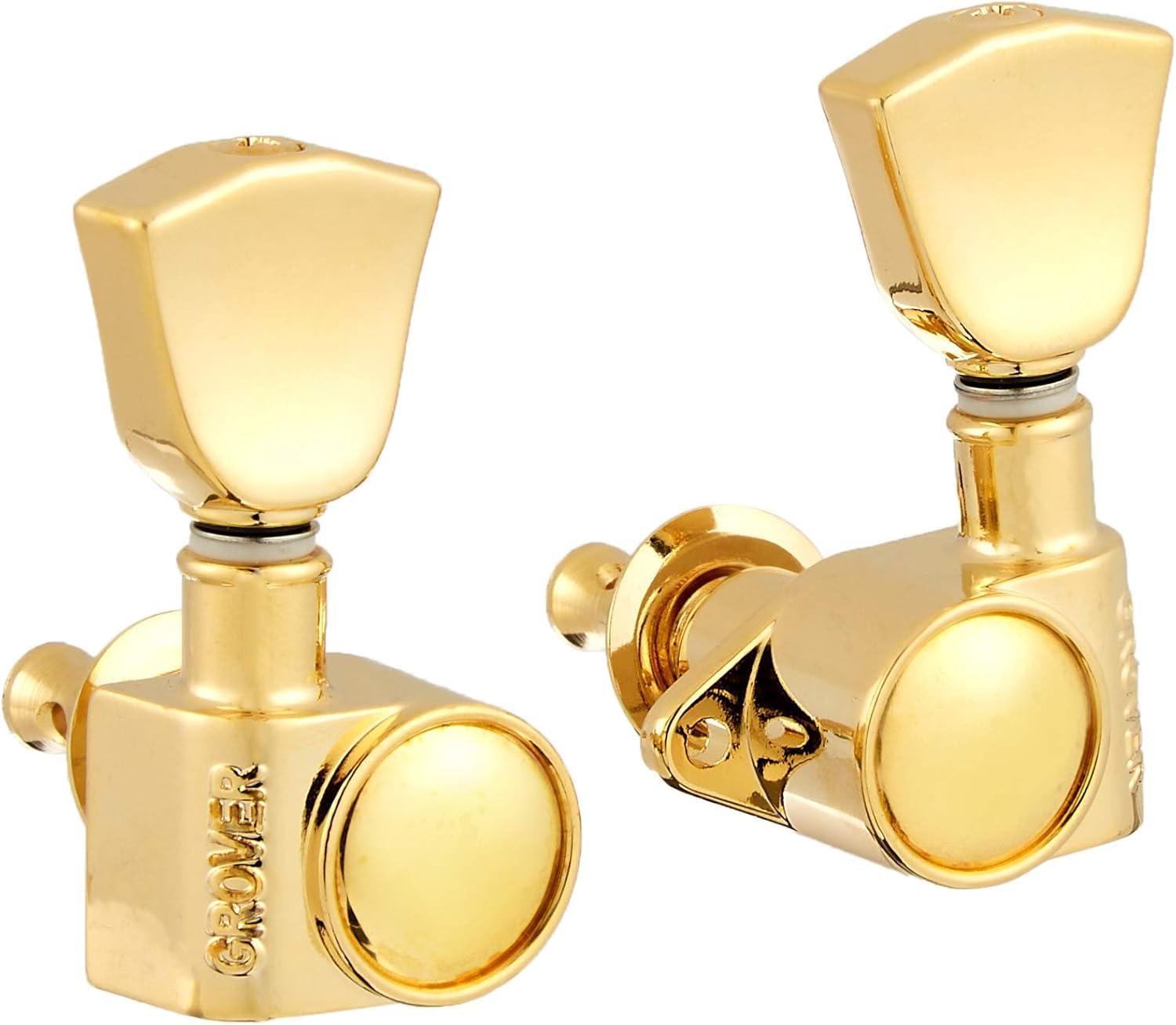 Tonebird Grover 102GK Rotomatics Guitar Tuners, Tuning Machines Set 3+3 Gold Keystone Button 14:1 with Tonebird Dunlop Polish Cloth Bundle Tuner Keys, Heads