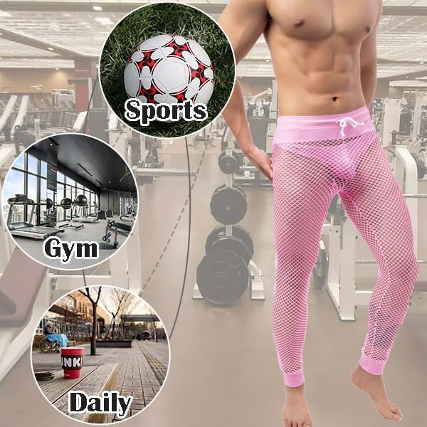 Men's Mesh See Through Pajama Breathable Long Pants Sleep Lounge Nightwear Homewear Bottoms - Image 5