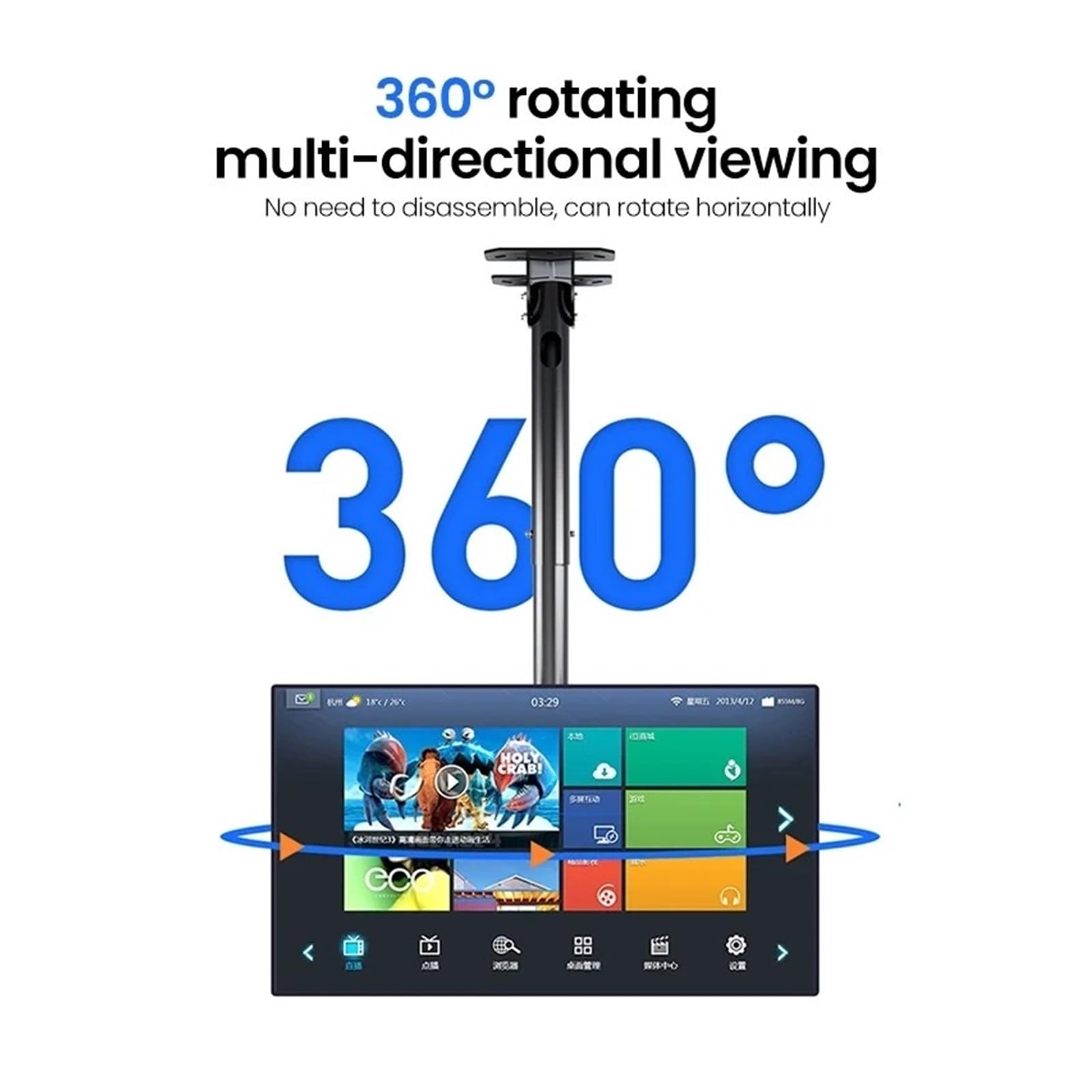 Supporto Regolabile Da Soffitto for TV, Adatto for La Maggior Parte Dei Display A Schermo Piatto LED, LCD E Al Plasma Da 32 A 75 Pollici(1pcs black)
