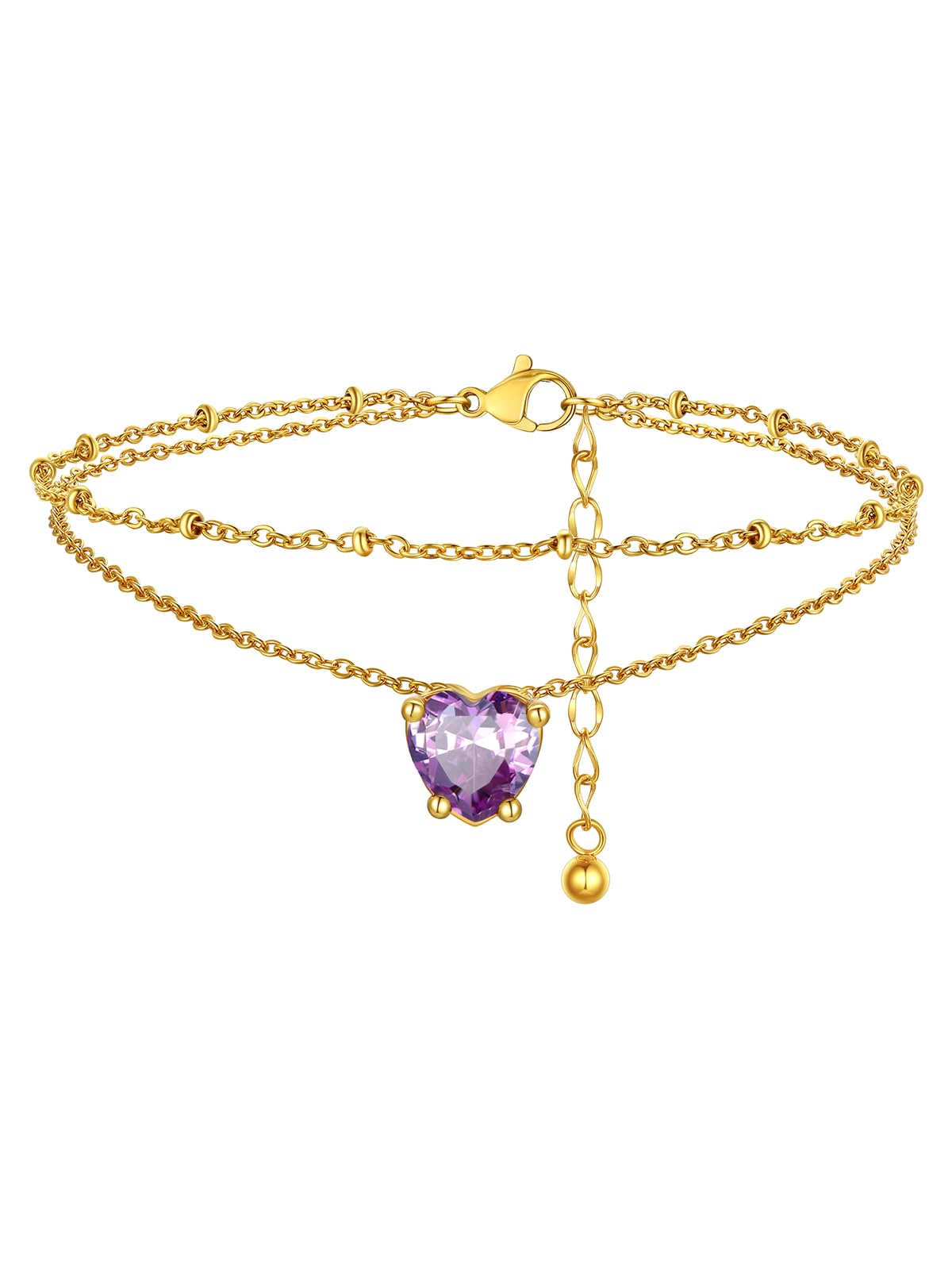 FindChic Birthstone Anklets for Women Layered Ankle Bracelets for Women