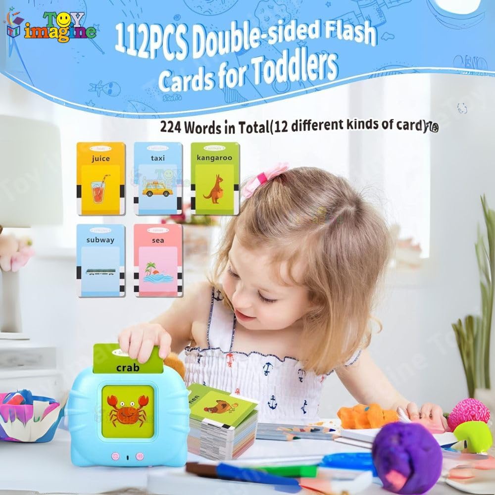 Toy Imagine™ Talking Flash Cards Toy for Kids | 224-Word Learning Device for Toddlers | Montessori Learning Toys for Boys & Girls Ages 2-6 | Preschool Game & Birthday Present - Image 6 thumbnail