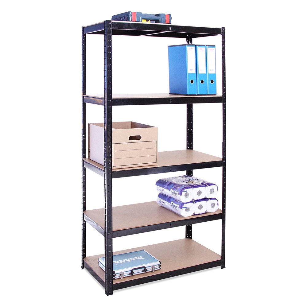 G-Rack 5 Tier Garage Shelving Units: 71 x 35 x 18-Inch - Heavy-Duty Storage Shelves - 1 Bay (400lbs Per Shelf) 2000 lbs Capacity for Workshop, Shed, Office - Adjustable & Free-Standing Utility - Black