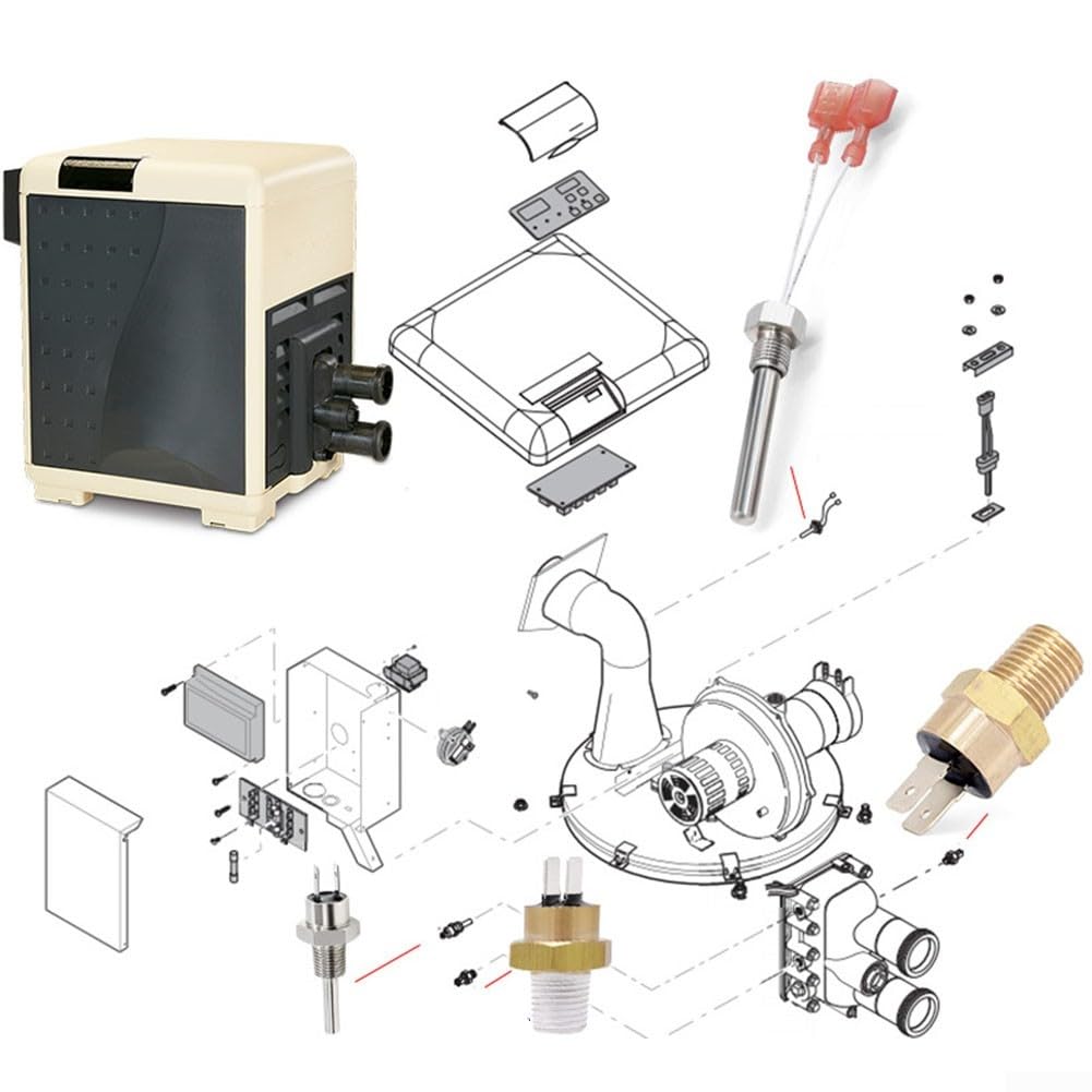 Kit de reparación de calentador de piscina para Pentair con sensor de humo de pila y termistor, incluye interruptor de límite alto y sensor de temperatura del agua de salida de entrada para