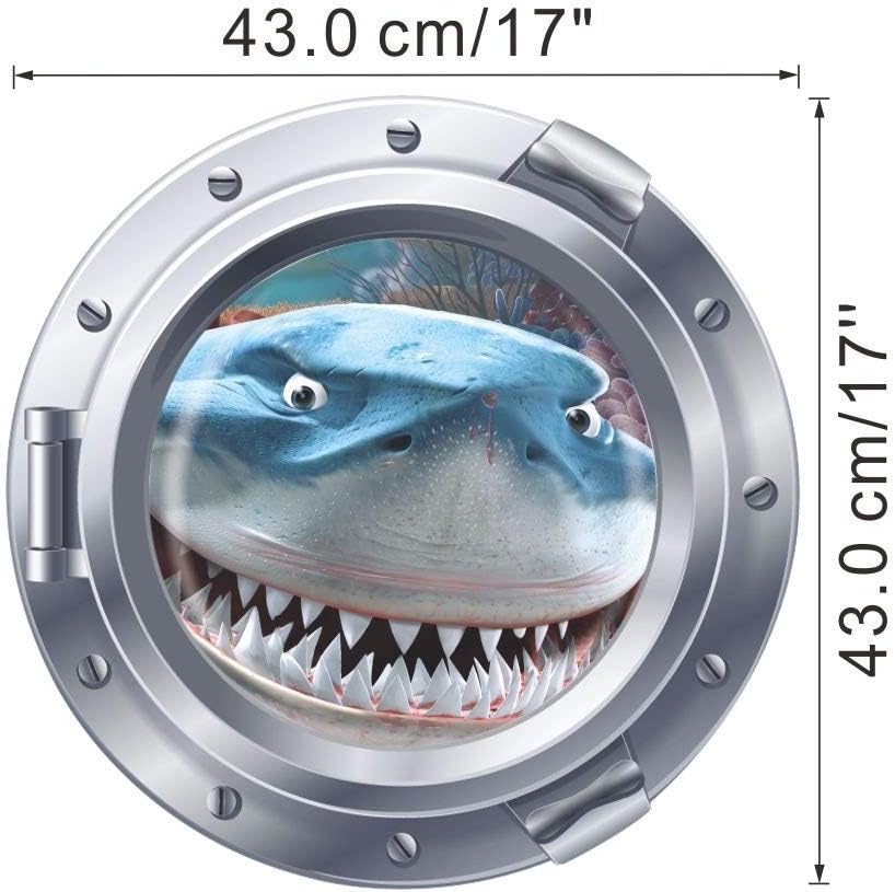 Witkey 3D View Ocean Paradise Series Removable Vinyl Wall Sticker Mural Decal Art Décor (Big Shark)