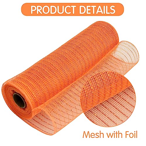 image for TONIFUL 4 Rolls 10 Inch Black/Orange/Purple Decorative Mesh Ribbbon Ro